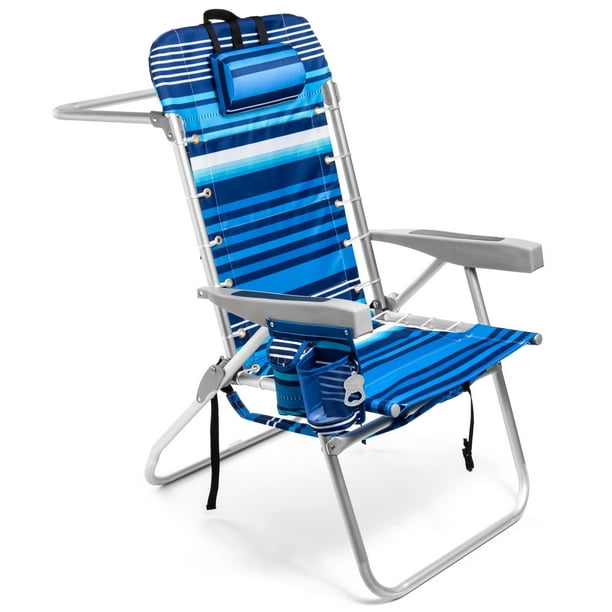 (Tall Chair) Homevative Folding Backpack High Beach Chair, Towel bar