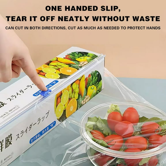 Rkxzt Disposable Plastic Wrap Disposable Sliding Knife Plastic Wrap PE Transparent Food Film 12 Inch x 1000 Feet Household Kitchen Food Storage Kitchen