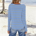 thumbnail image 3 of Womens Striped Long Sleeve Shirt Boat Neck Color Block Tops Loose Fit Comfy Cotton Tshirt Basic Fall Tunic Tee, 3 of 4