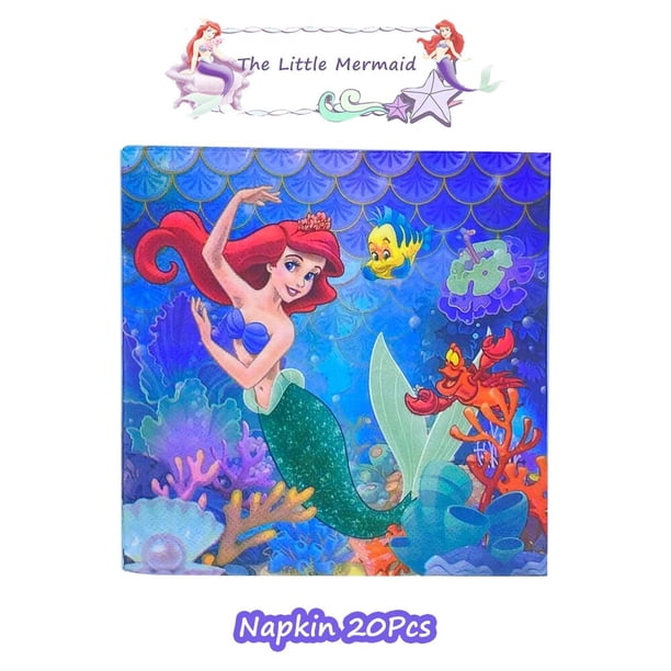 Adorno para tarta de cumpleaños de La Sirenita Ariel de Disney, suministros para fiesta, decoración de mesa y accesorios, inserto para pastel, regalos festivos