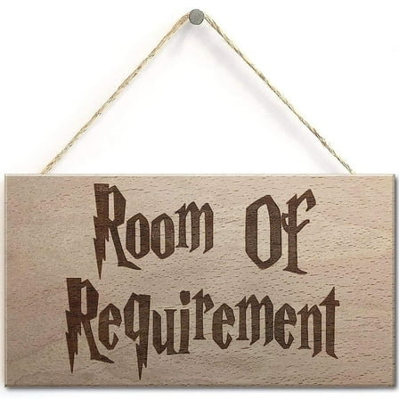 1pc Wooden Hanging Sign "Room of Requirement" - Home Garden Room Decoration Plaque - 7.9 x 3.9 inches - Wall Decor Art