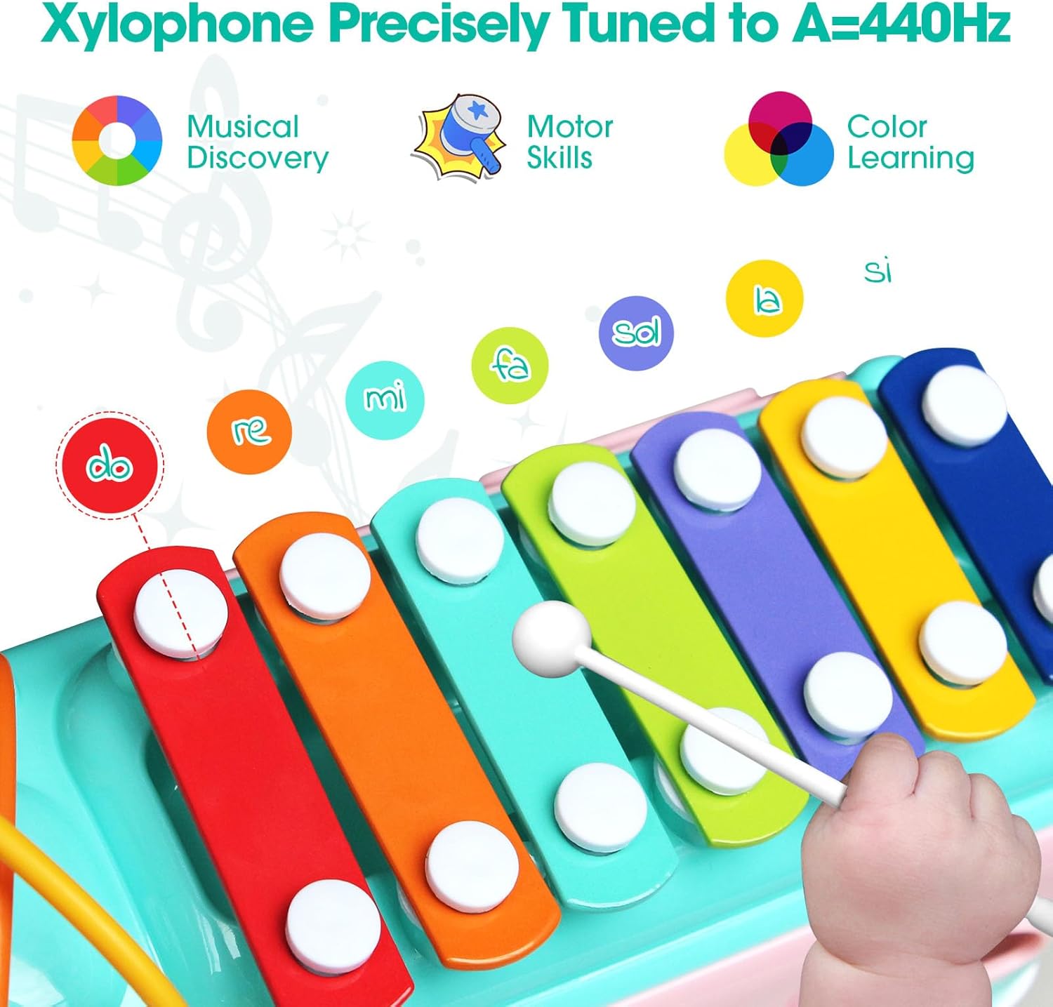 Baby Xylophone for Toddlers 18M+, Bus Shaped Toy Xylophone for Kids with Child Safe Mallet, Shape Sorting Educational Musical Toys and Instruments for Toddlers 1-3