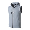thumbnail image 2 of YOTMKGDO Hoodies for Men, Zip Up Hoodie Men, Men Spring Summer Casual Sports Solid Color Sleeveless Zipper Hoodie Blouse Top, Sleeveless Shirts for Men, Gym Hoodies for Men, Grey, XXL, 2 of 4