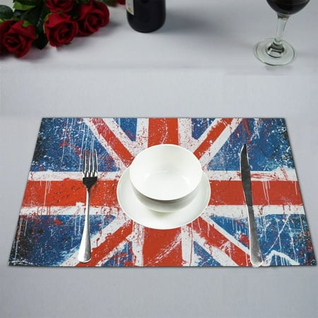 

MKHERT vintage British flag flag of United Kingdom Union Jack Placemats Table Mats for Dining Room Kitchen Table Decoration 12x18 inch Set of 4