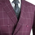 thumbnail image 3 of Men's 2-Piece Men's Windowpane Double Breasted Suit w/1 Pair of Socks - Wine 50R, 3 of 3