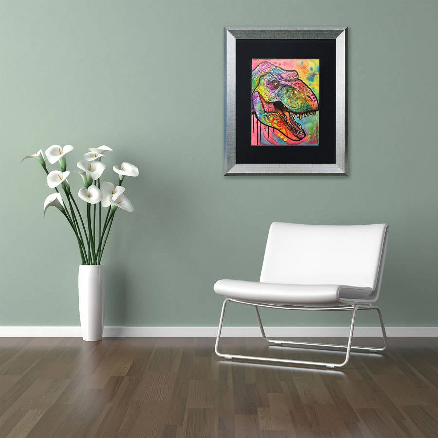Trademark Fine Art "T Rex 1" Canvas Art by Dean Russo, Black Matte, Silver Frame