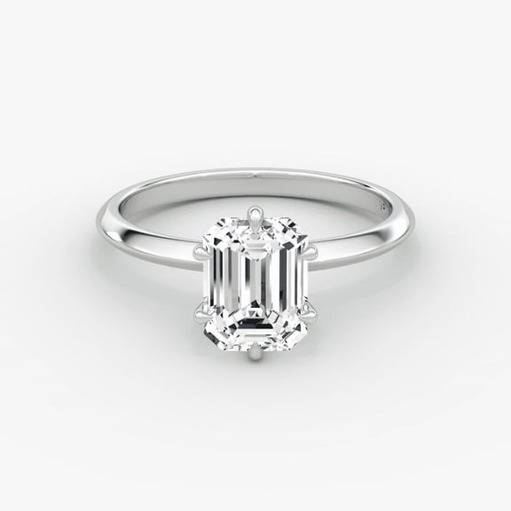 1.0 Carat Delicate Emerald Cut Lab Grown Diamond Engagement Ring 14k White Gold Solitaire Women's Ring
