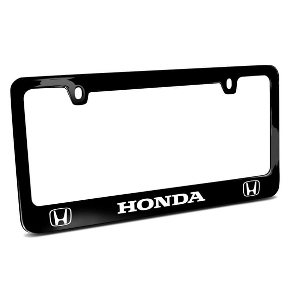 iPick Image Honda Logo Dual Logo Black Metal License Plate Frame