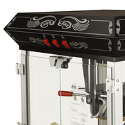 Full Size Carnival Style 8 oz Popcorn Maker Machine with cart, Black and Silver