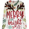 thumbnail image 3 of GHSDFBB Chandails de Noël pour Femmes Mode Loisirs Imprimé Graphique Manches Longues Hauts Mignons Chandail en Molleton Col Rond Cadeau de Noël, 3 of 5