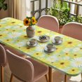 thumbnail image 3 of Farmhouse Daisy Table Cloths for 8 Foot Rectangle Tables, Spring Watercolor Yellow White Floral Green Patio Waterproof Elastic Fitted Tablecloths, Washable Rectangular Table Cover for Camping, 3 of 8