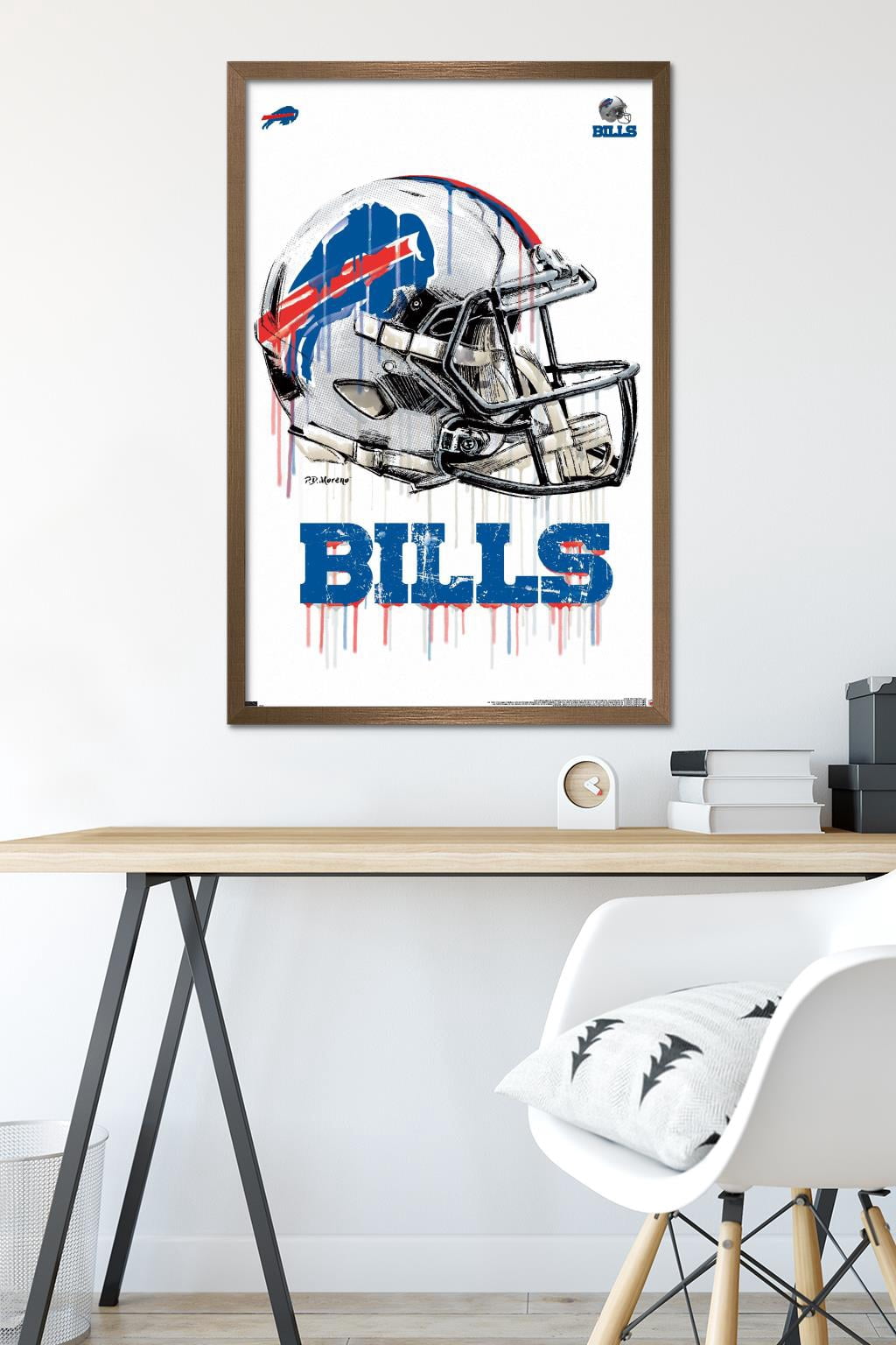 NFL Buffalo Bills - Drip Helmet 20 Wall Poster, 22.375" x 34", Framed