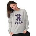thumbnail image 3 of Girl Gang Punk Kittycat Crossbones Women Plus Size Crewneck Sweatshirt Brisco Brands 2X, 3 of 5