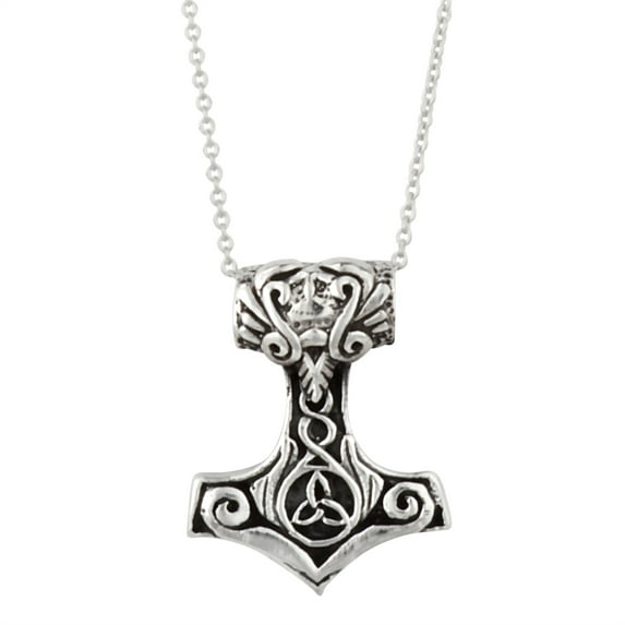 Silverly Women's Men's 925 Sterling Silver Small Celtic Norse Thor Hammer Pendant Necklace, 46 cm