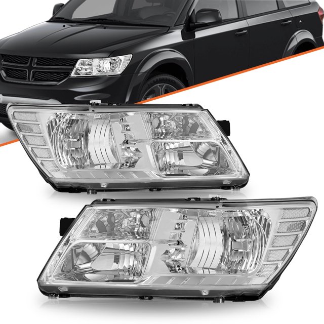 For 2009-2018 Dodge Journey Headlamp Chrome Clear Replacement Set Headlight L&R