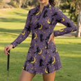 thumbnail image 5 of Aplkyhs Halloween Witch Moon Women's Tennis Golf Dresses with Built in Shorts Pockets Lightweight Long Sleeve 1/4 Zip Up Workout Athletic Dresses Moisture Wicking 2 Piece Set, 5 of 7