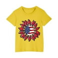 thumbnail image 2 of BRGZLK American Flag Sunflower Shirts For Toddler Kids Fashion American Flag Print Cotton T-Shirt Boys Girls Cute Round Neck Short Sleeve Top Yellow 9-10 Years, 2 of 6