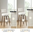 thumbnail image 3 of WOOW DEPOT PU Swivel Bar Stools Set of 2, 26" Seat Height Modern Upholstered Bar Chairs w/ Mid-back Round Seat Walnut Legs Leather Island Stools for Kitchen Counter, 3 of 11