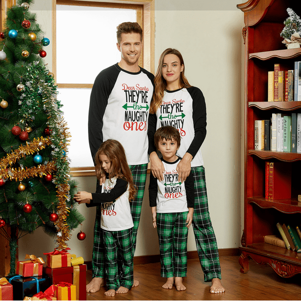PatPat Christmas Letter Contrast Top and Plaid Pants Family Matching ...