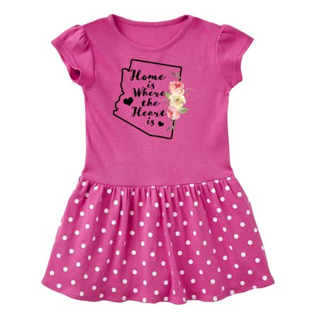 

Inktastic Arizona Home is Where the Heart is with Watercolor Floral Gift Toddler Girl Dress