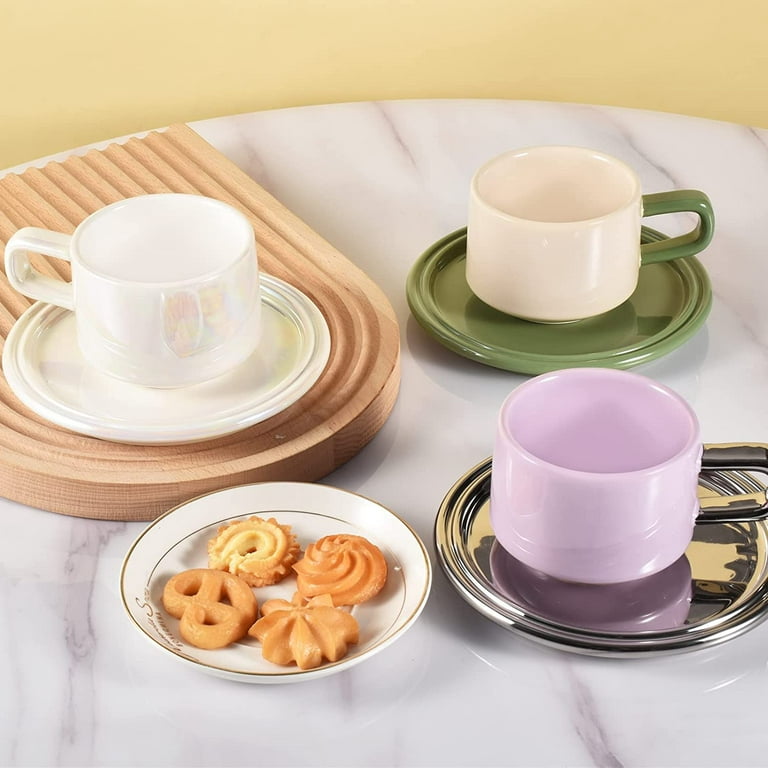 Ceramic Coffee Cups Set, Mug Coffee Cup Pearl