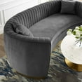 thumbnail image 6 of Contemporary Modern Urban Designer Living Room Lounge Club Lobby Sofa, Velvet Fabric Metal Steel, Grey Gray, 6 of 6