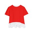 thumbnail image 4 of HAiming Kids Girls Summer Short Sleeve T-Shirt Solid Lace Casual Tunic Tops Loose Crewneck Tee Blouses 2025 Clothes, 4 of 4