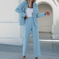 thumbnail image 6 of Efsteb Women Suits 2 Piece Set Business Casual Matching Sets Long Sleeve Blazer Jackets Wide Leg Dress Pants Work Office Blazer Outfits (Blue,L), 6 of 8