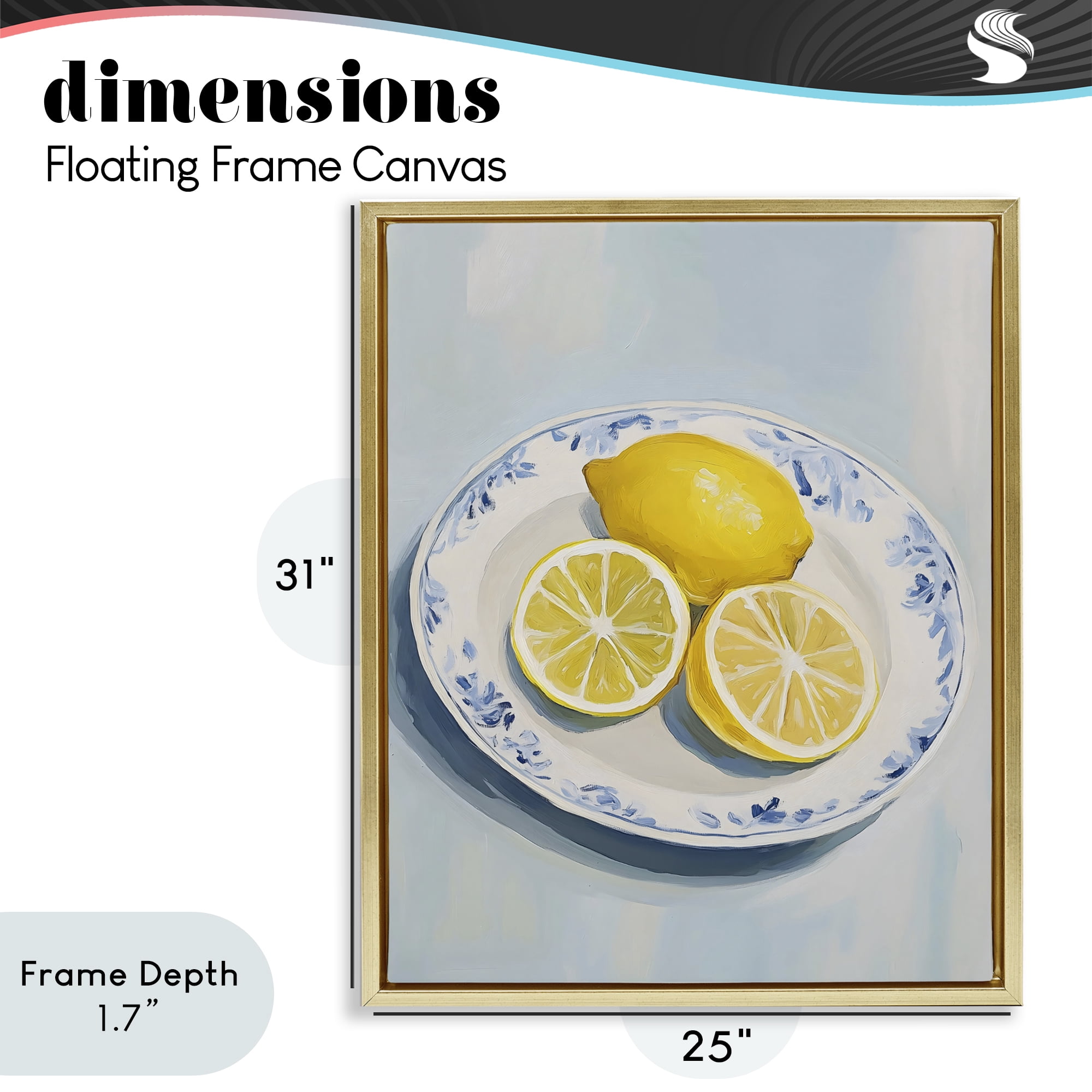 Stupell Industries Plate of Juicy Lemons Gold Framed Floater Canvas Wall Art, design by The Prints Vibe