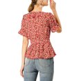 thumbnail image 3 of INSPIRE CHIC Women's Sweet Fruit Crossover V Neck Short Sleeves Ruffle Wrap Blouse, 3 of 7