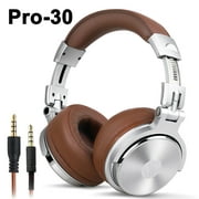 OneOdio Wired Computer Headphones over-Ear Headsets with Mic Deep Bass&Stereo Sound for DJs-Pro-30 Gray&Brown