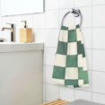 thumbnail image 3 of Yayeee 2 Pack Hand Towels for Bathroom 100% Cotton 16" x 28" Soft Absorbent Kitchen Towel, Green and White Plaid Pattern, 3 of 7