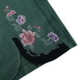 thumbnail image 4 of Dazajoo Linen Pants Women Summer Boho Floral Embroidered Pants Wide Leg Palazzo Crop Ankle Pants Comfy Lounge Trousers,Green,XXL, 4 of 7