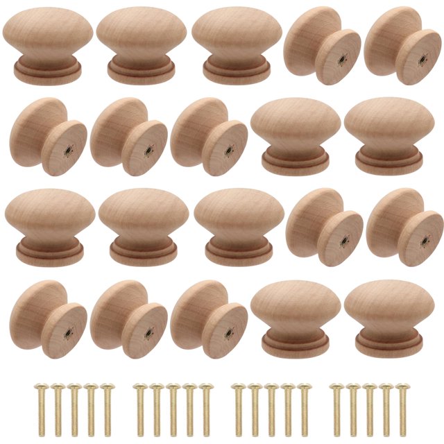Perillas de madera para gabinete Cangder, 20 piezas, 3,3 cm de diámetro, tipo hongo