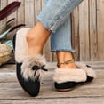 thumbnail image 5 of Xfvqtps Womens Fleece Lined Loafers Winter Flat Shoes Casual Comfortable Warm Bow Detail Slip on Everyday Wear Black, 5 of 9