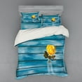 thumbnail image 2 of Ambesonne Rose Bedding Set 3 Pcs, Blooming Yellow Rose in a Jar, Twin XL, Petrol Blue Yellow, 2 of 3