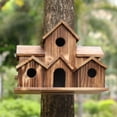 thumbnail image 2 of 6-Hole Wooden Bird House Courtyard Backyard Decorations For Friend Family Neighbors Gift, 2 of 6