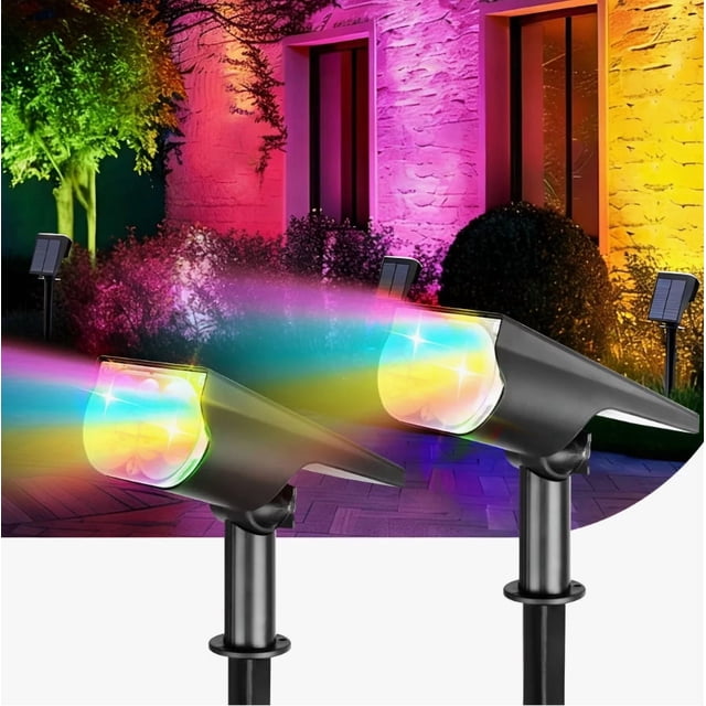 Lámpara Solar Exterior Luz Jardin 7led Luces Multicolor 2pzs