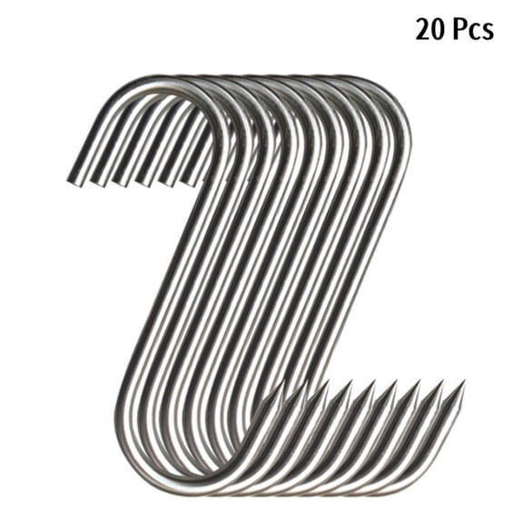 S-Shape Meat Hooks 20 PCS,Premium Stainless Steel Butcher Hooks,High Quality Smoking Hooks,Grilling Sausage Chicken Beef Hook Tool,Multi-Purpose Meat Hooks for Hanging,Drying,BBQ (Silver)