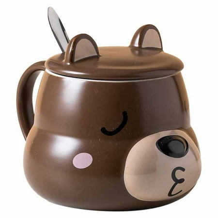 

Kzxbty Cartoon Cute Animal Ceramic Mug with Cover Daily Necessities Department Store Water Cup Set Small Gift D