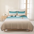 thumbnail image 3 of Twin Quilt Set 68''x86'', Teal Beige Ombre Cream Lightweight Bedspread Coverlet Set with 2 Pillow Shams, Modern Turquoise Abstract Art Breathable All Season Quilt Bedding for Dorm/Bedroom, 3 of 9