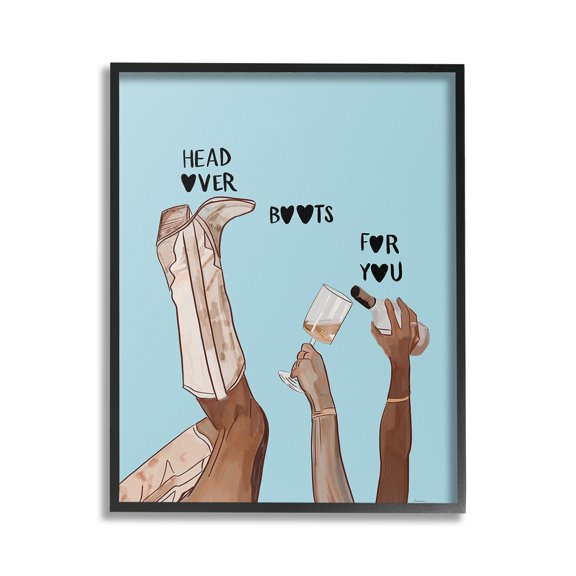 Stupell Industries Romantic Cowgirl Phrase Food & Beverage Painting Black Framed Art Print Wall Art, 24 x 30