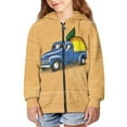 thumbnail image 5 of Xoenoiee Vintage Blue Truck Lemon Print Kids Casual Sweatshirt Zip up Hooded Sports Jacket with Pocket Boys Girls Teens Long Sleeve Athletic Hoodie Outwear, 8-10 Years, 5 of 7