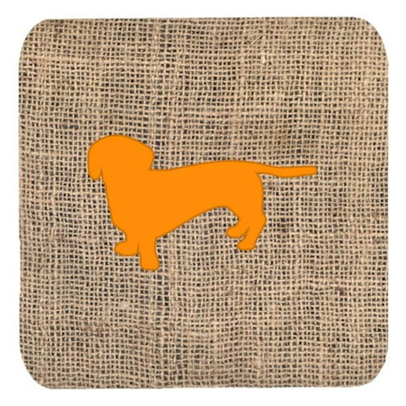 Dachshund Burlap And Orange Foam Coasters - Set 4, 3.5 x 3.5 In.