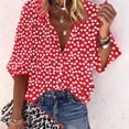 thumbnail image 1 of CEHVOM Chemise Femme Mode à Col en V à Imprimé Floral à Manches 3/4 Blouse Ample Haut, 1 of 6