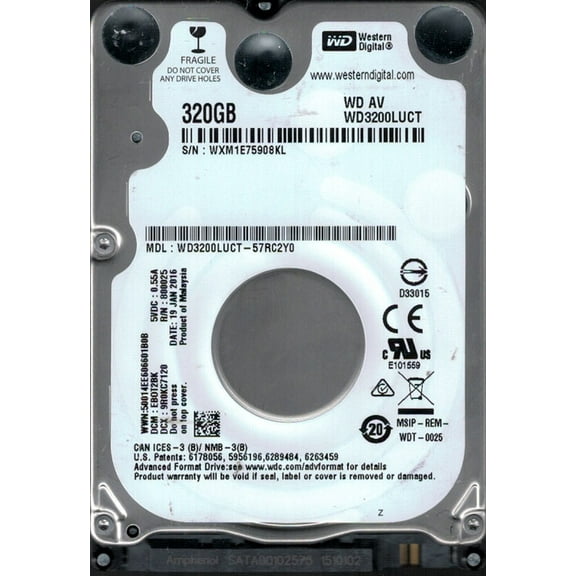 WD3200LUCT-57RC2Y0 DCM: EBOT2BK WXM1E Western Digital 320GB