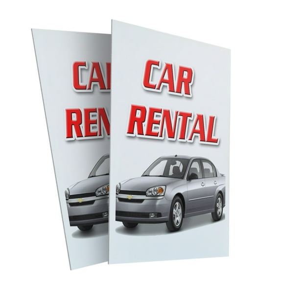 Car Rental (2-PACK) 24" x 36" Plastic Signs | Sign Insert 4mm Corrugated Plastic Signs Storefront Window Poster