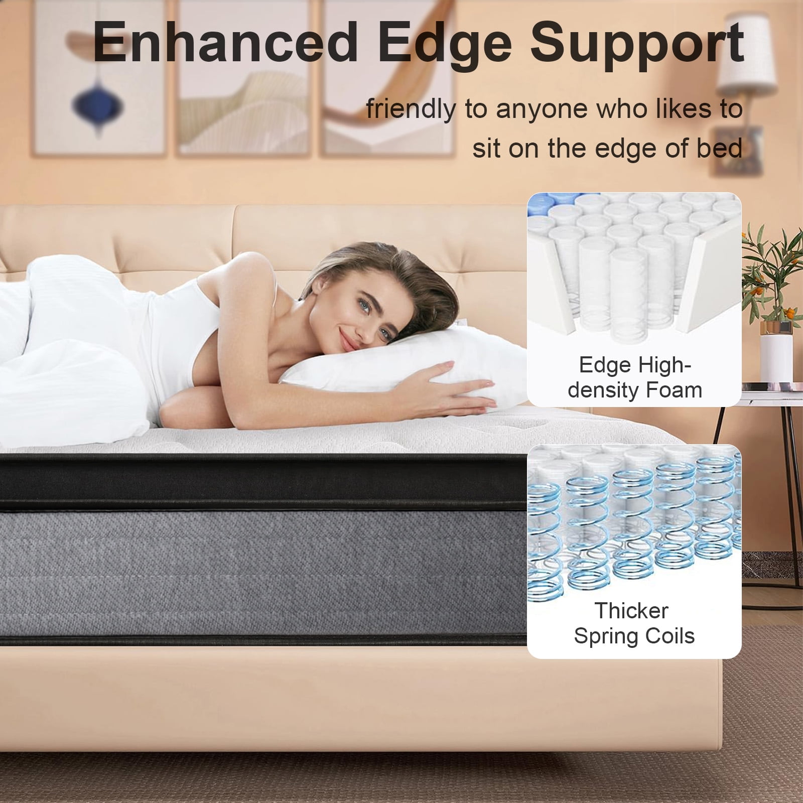 Full Mattress, 10 Inch Mattress Full Size, Individual Pocket Spring and Foam Mattress in a Box