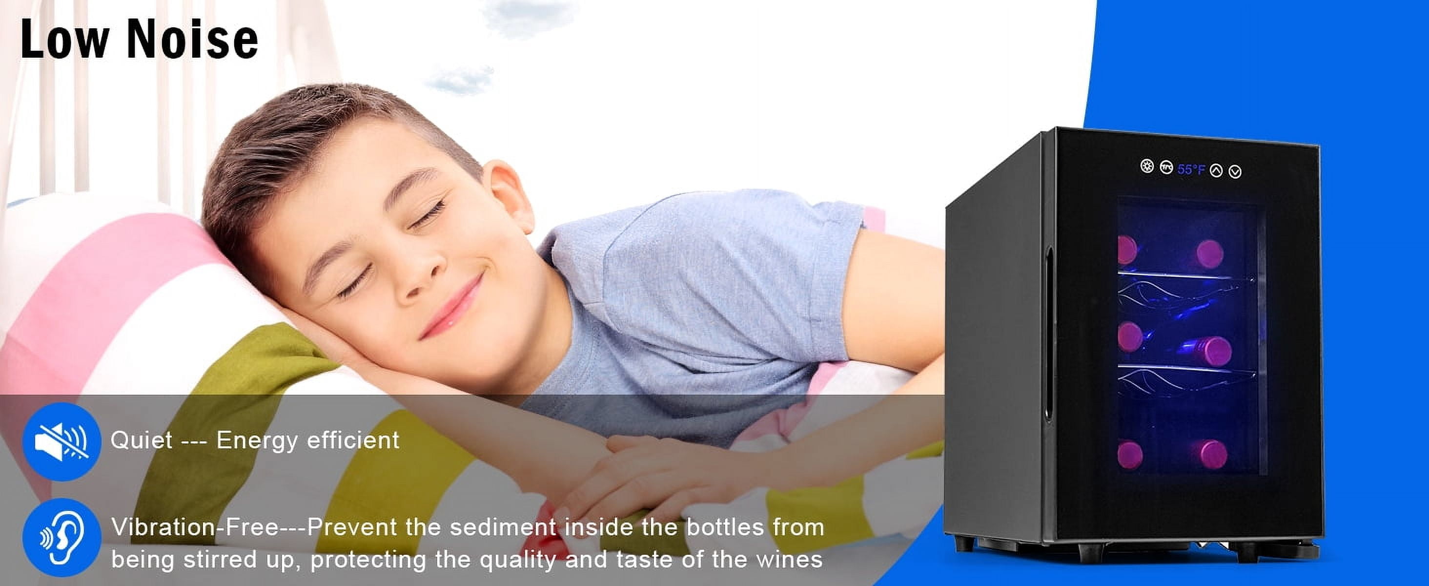 IceBlue Portable 6-Bottle Wine Cooler, Drink refrigerator,Digital Temperature Control(10-18°C) ,LED Screen, Car and Home Use