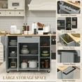thumbnail image 4 of HOMCOM Kitchen Island on Wheels, Kitchen Cart with Solid Wood Top, Grey, 4 of 10